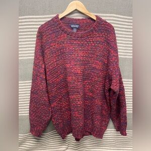 Lands End Marled Cotton Red‎ Sweater Size XL
